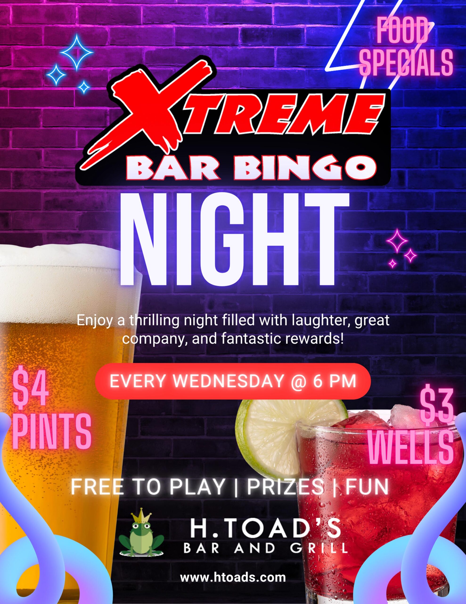 Blue and Purple Modern Neon Bingo Night Flyer - 1